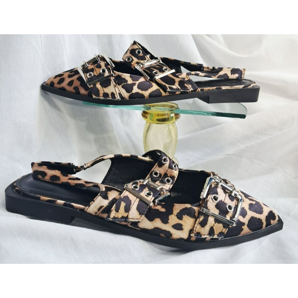 Berness Addison Double Buckled Slingback Flats Size 7.5 Leopard - Picture 4 of 8